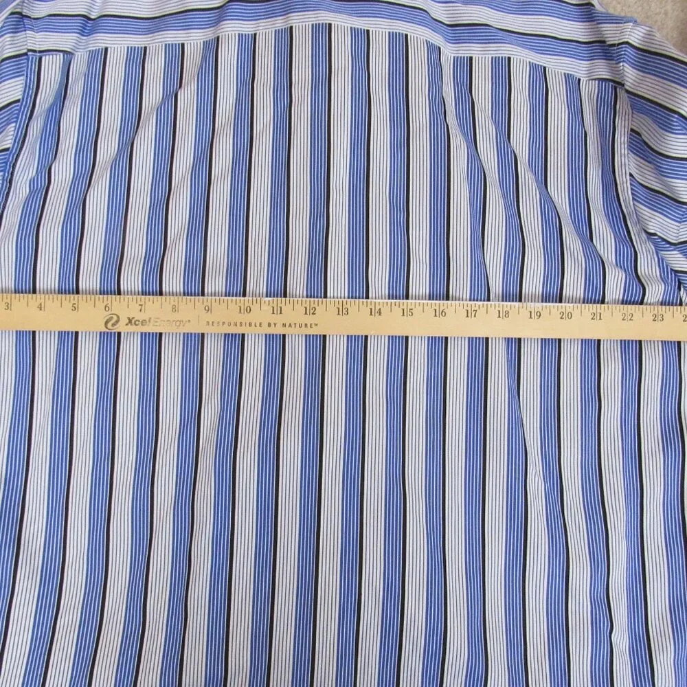 Robert Graham Men's 2XL Blue Striped Cotton‎ Casual Button-Down Shirt L/S